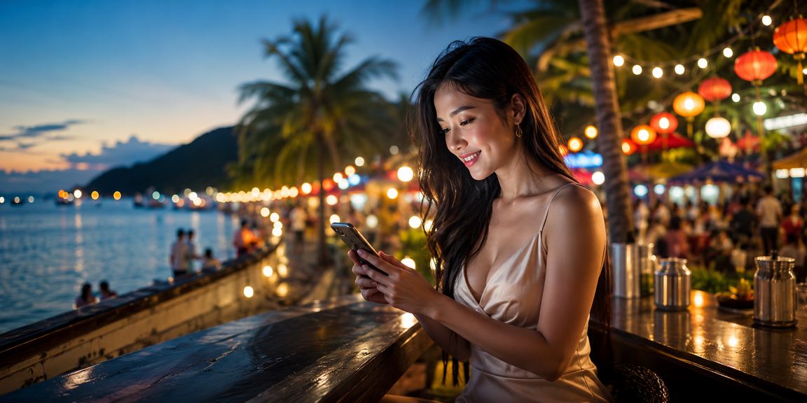Người chơi tại chợ đêm Phú Quốc nhận thưởng rebate và kiểm tra số dư trên điện thoại